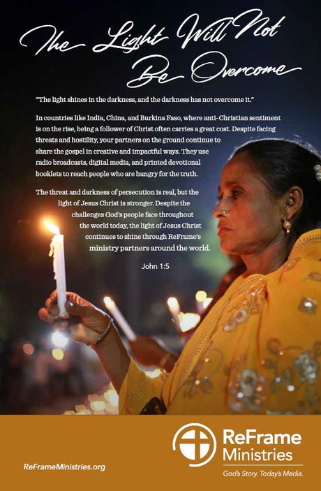 Cover image for ReFrame Ministries The Light Will Not Be Overcome Bulletin Insert (English), isbn: 9781620250600