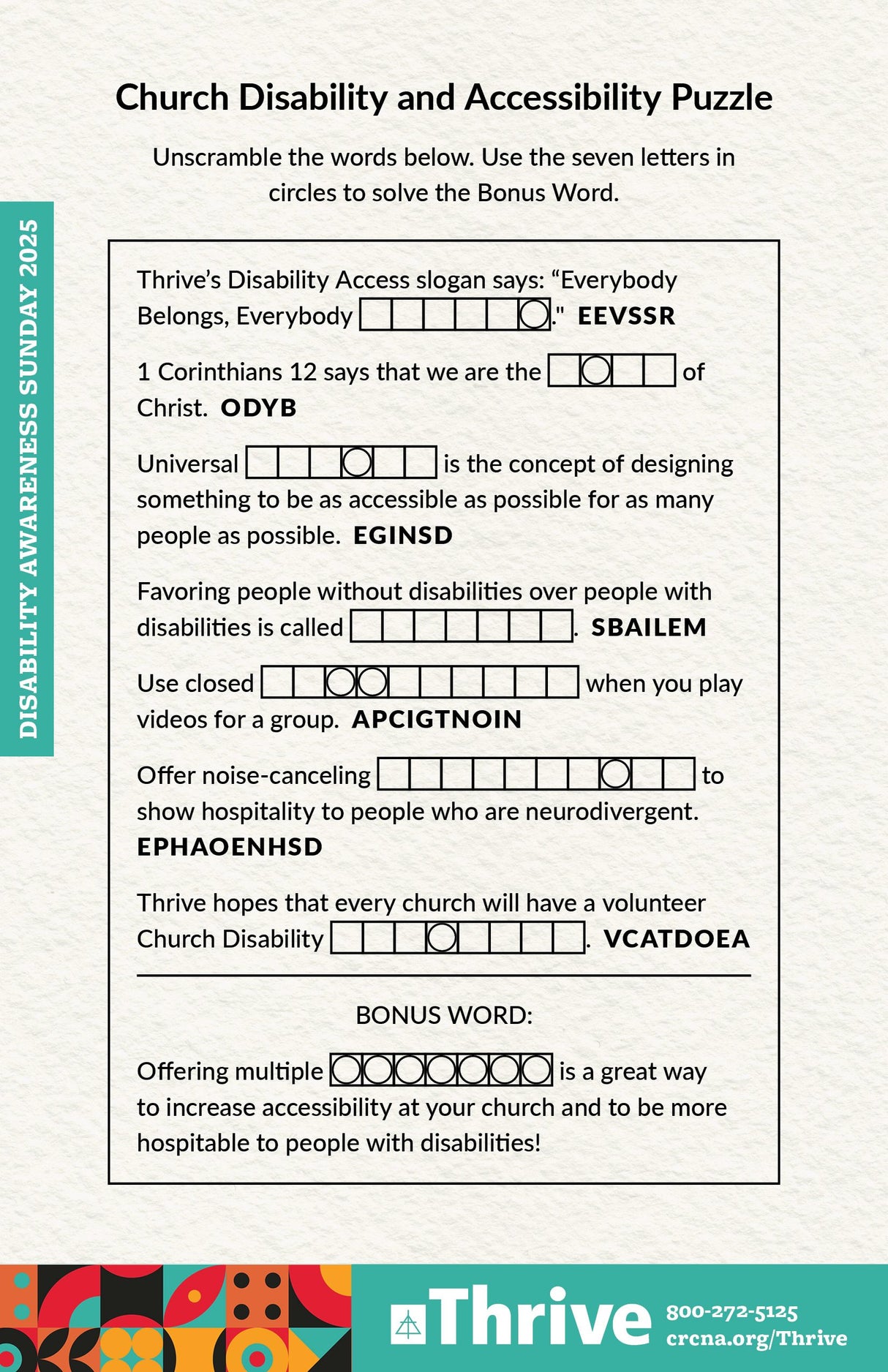 Cover image for Accessible Church Bulletin Insert (English), isbn: 9781620251553