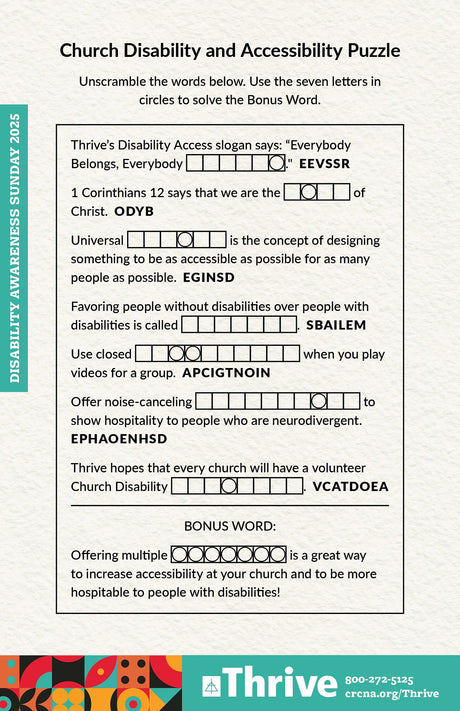 Cover image for Accessible Church Bulletin Insert (English), isbn: 9781620251553