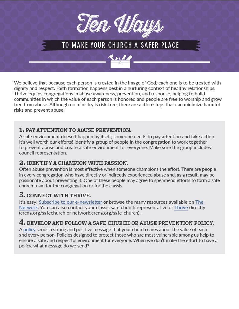 Cover image for Ten Ways to Make Your Church a Safer Place, isbn: 9781620251836
