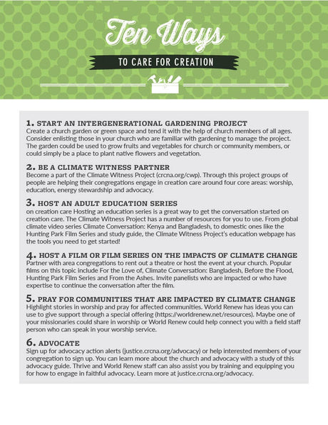 Cover image for Ten Ways to Care for Creation, isbn: 9781620251843