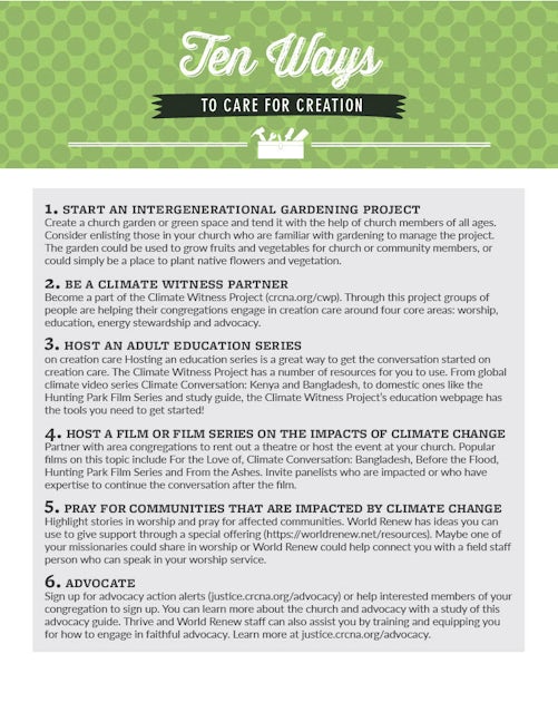 Cover image for Ten Ways to Care for Creation, isbn: 9781620251843