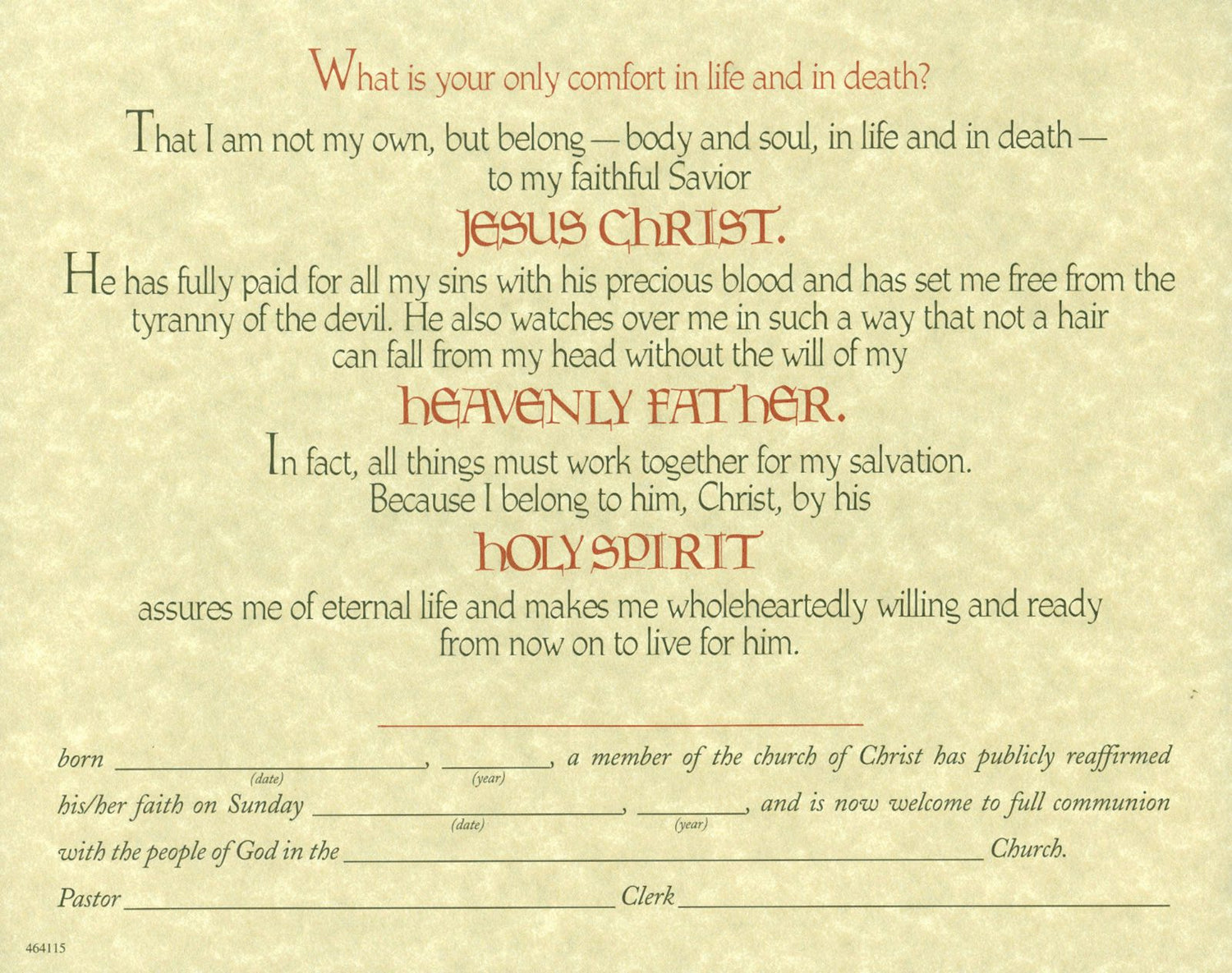 Cover image for Reaffirmation of Faith Certificate, isbn: 9781620255407