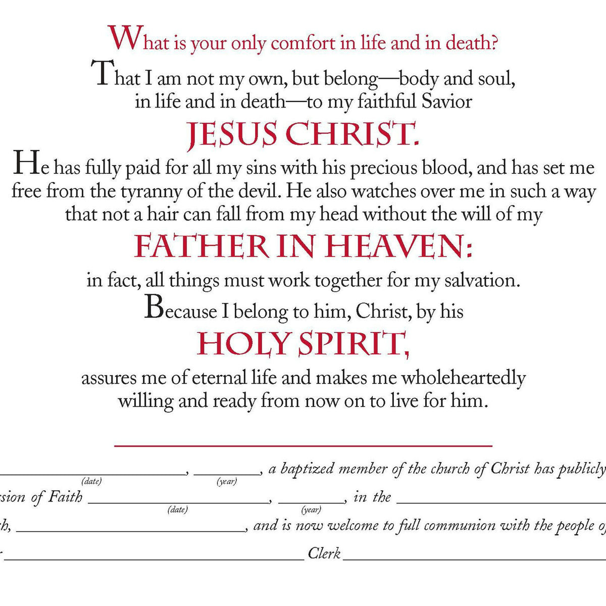 Profession of Faith Certificate Download Faith Alive Christian Resources