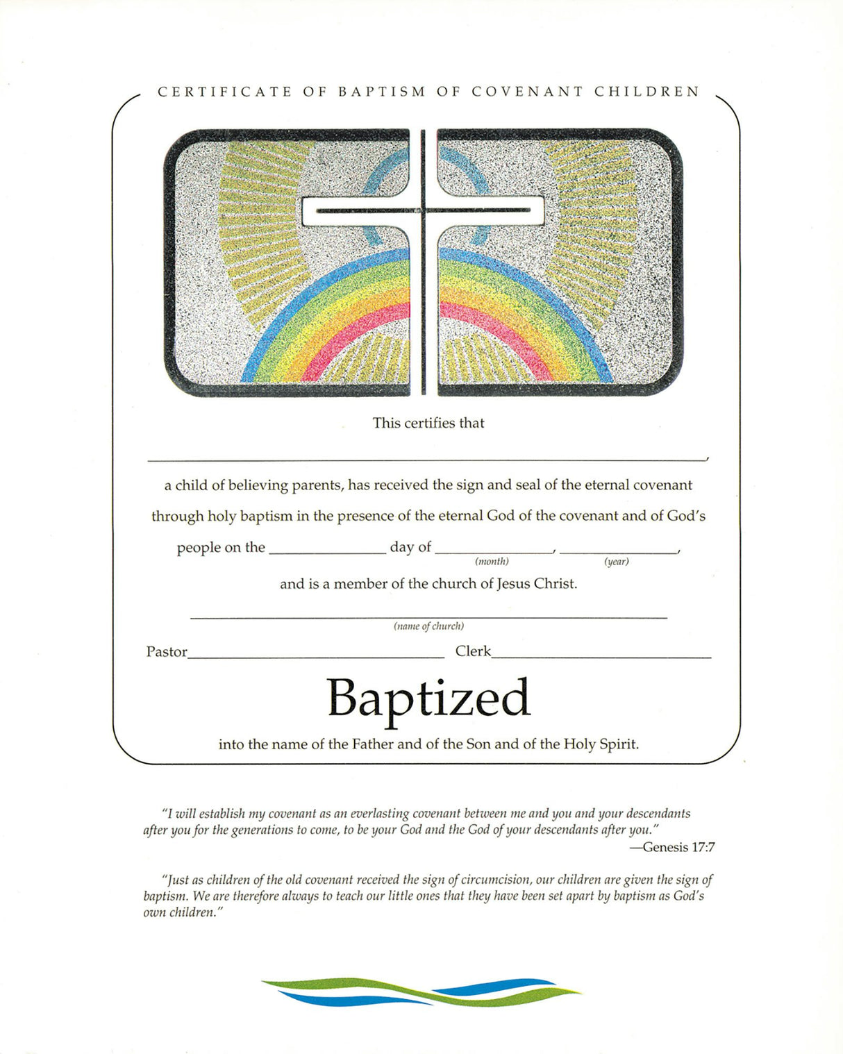 Cover image for Baptism of Covenant Children Foil Certificate, isbn: 9781620255391